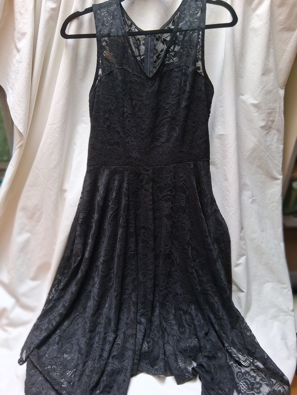 Meetjen Black Lace Fit-and-Flare Dress